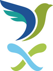 Modern Abstract Flowing Bird and Cross Logo Design for Brand Identity