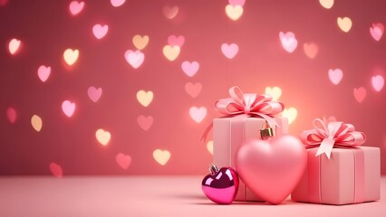 Valentine s day gift setup with heart decorations