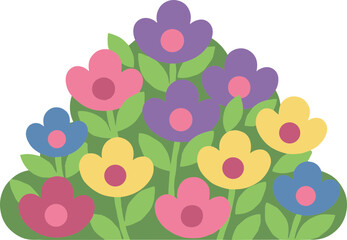 Flat Design Colorful Floral Garden Scene Illustration Art