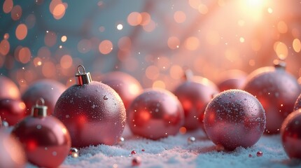 Theme christmas, Modern abstract 3D render with balls and metallic shine