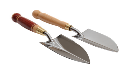 Garden Trowel and Hand Rake on White Background