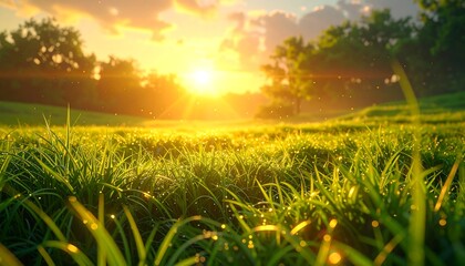 Sunlit meadow at twilight
