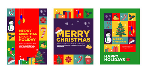 Christmas greetings illustration colour block