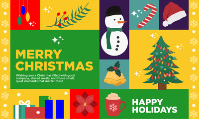 christmas colour block elements illustration