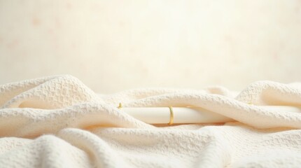 Creamy Textured Fabric With Delicate Gold Ring soft