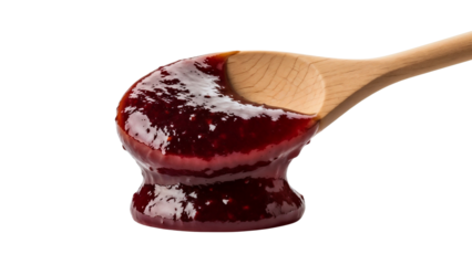 Wooden spoon with berry jam isolated – Symbol of homemade tradition and natural sweetness