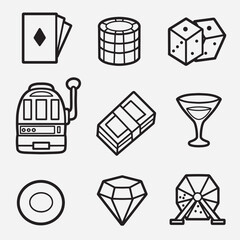 set of gambling with outline style good for icon, symbol, element design, coloring book, etc