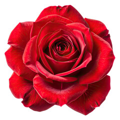 A vibrant, detailed red rose bloom with layered petals on a black backdrop