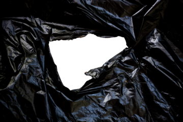 transparent torn plastic in the middle