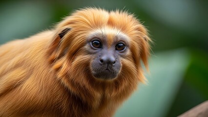 Obraz premium Close-up of a golden lion tamarin monkey with expressive eyes.