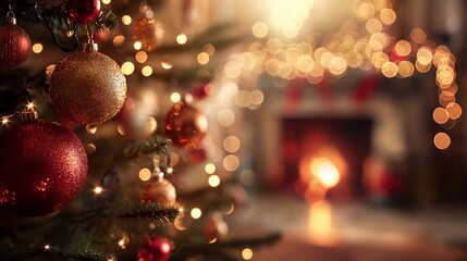 Christmas ornament concept highlighting red and gold baubles used in seasonal marketing, product visuals, and holiday advertising. Decorative elements reinforce themes of celebration products, winter 