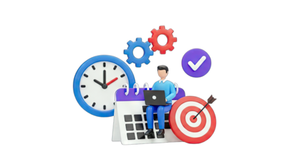 Time Management & Goal Achievement: 3D Illustration