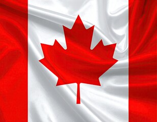 Canadian flag with its iconic red maple leaf and stripes