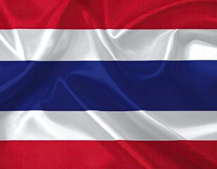 Naklejka premium Close-up of a draped flag, featuring red, white, and blue horizontal stripes