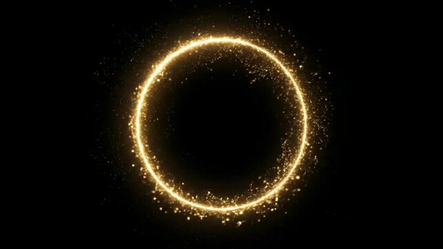 Enchanting Golden Particle Ring, Dynamic Luminous Circle with Shimmering Light Effect