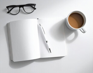ジャーナリング用のノートとペン　瞑想　日記　白背景