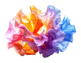 Fototapeta premium Vibrant, airy fabric flowing in a kaleidoscope of colors against black