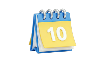 Calendar Showing Date 10 on White Background