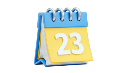 Calendar Showing Date 23 on White Background
