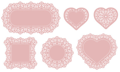 Lace Doily Heart Vector Design Set