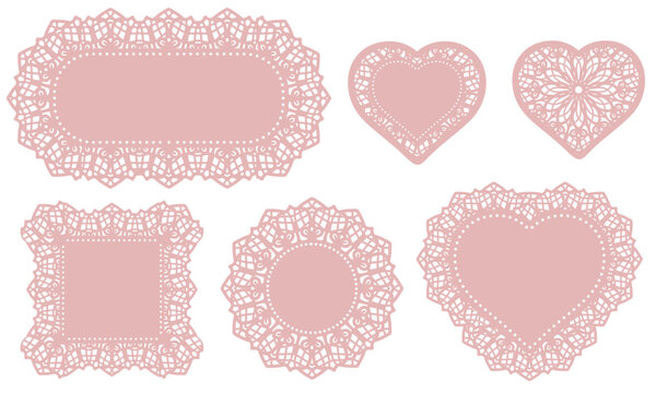 Lace Doily Heart Vector Design Set