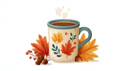 Cozy fall mug icon isolated on white background