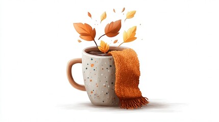 Cozy fall mug icon isolated on white background