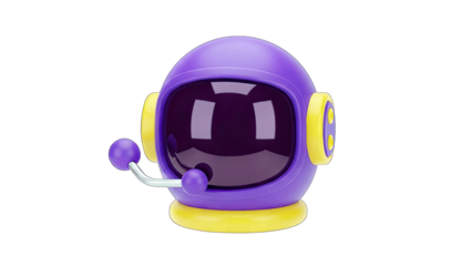 Cartoon Astronaut Helmet with Headset on White Background