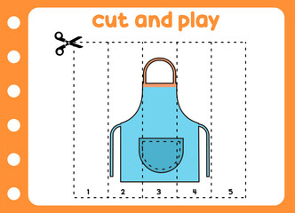 cut and play kitchen picture. kids game. APRON