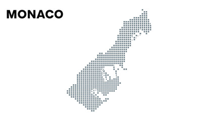 Vector illustration of Dot matrix map of monaco's coastline and urban areas in blue and green on a white background