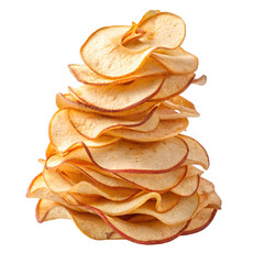Stacked Golden Apple Chips on transparent background