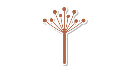 Minimalist Brown Seed Head Icon with Shadow