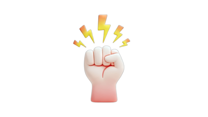 Cartoon Fist with Lightning Bolts - Power and Energy Concept