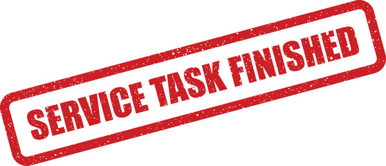 A distressed red rectangular rubber stamp indicating a completed service task, ideal for business documents
