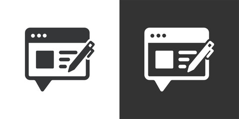 Fototapeta premium Blog Content Writing icon. Solid glyph series icon