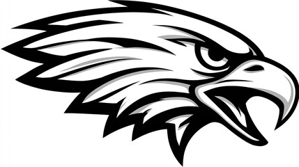 Stylized profile illustration of an aggressive raptor head displaying strong features