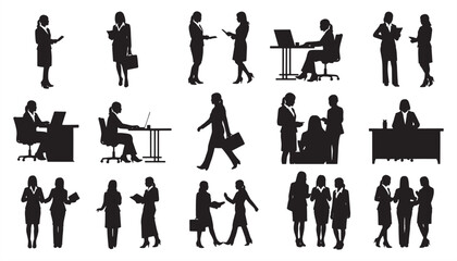 Silhouettes of Women – Front View, Standing & Seated | Editable Vector for Architecture & Urban Design