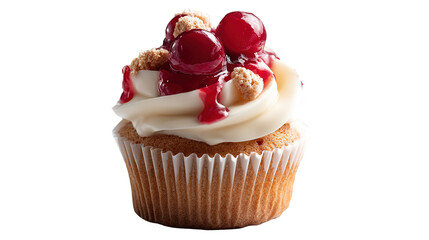 Blue cupcake with blue sprinkles isolated on white background, png