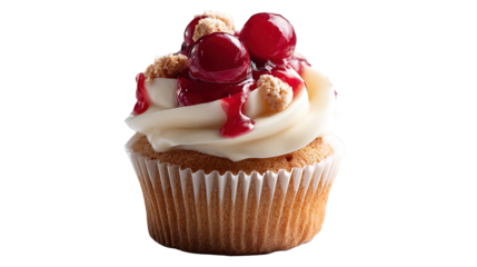 Blue cupcake with blue sprinkles isolated on white background, png