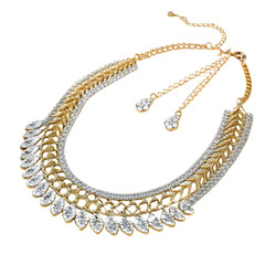 Luxury Gold Crystal Statement Necklace on transparent background