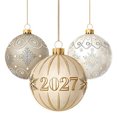 2027 New Year Festive Hanging Decorations on transparent background