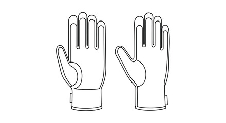 Obraz premium A simple black and white line art illustration showing a pair of durable work gloves, perfect for manual labor and protection.