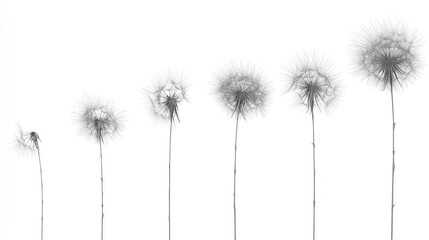 Sequence of delicate seed heads reveals progression of growth and dispersal stages