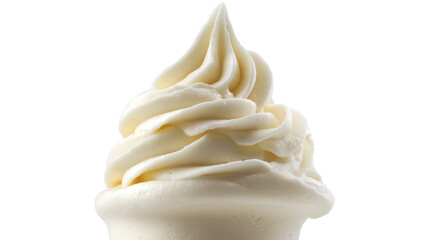 A white ice cream cone with a white swirl on top