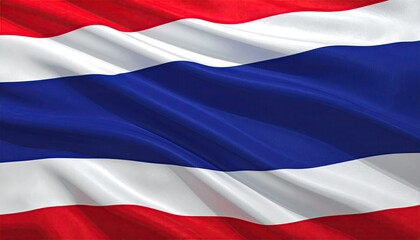 Naklejka premium A flowing, vibrant flag of alternating red, white and blue horizontal stripes