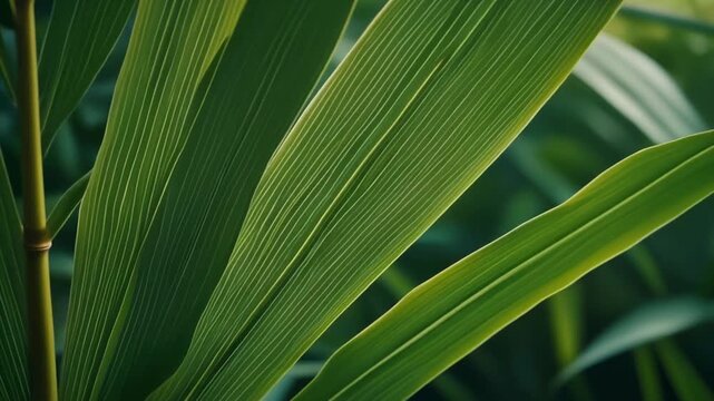 Hyperrealistic Close up of Bamboo Leaf Veins with Visible Linear Texture