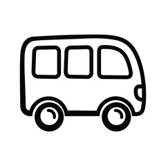 Simple black and white van illustration