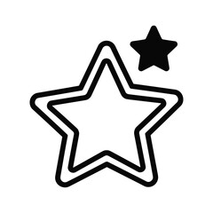 Obraz premium Simple black and white star icon with double outline and small star