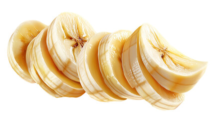 fresh sliced banana isolated on white background. Healthy food. Top view