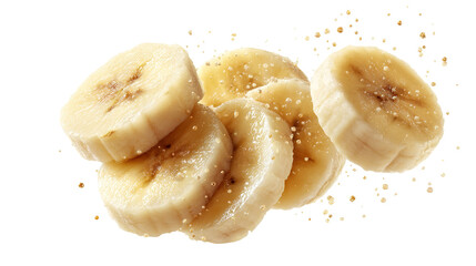 fresh sliced banana isolated on white background. Healthy food. Top view